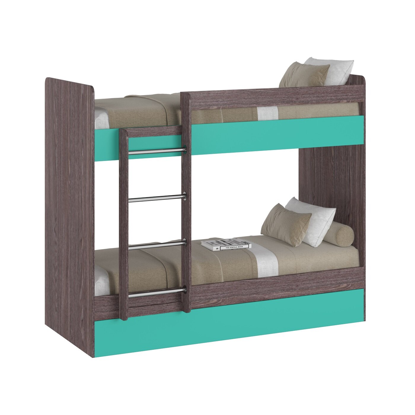 Кровать двухъярусная Есэндвич plus Лаворо, для детей, для взрослых, 200х80 см (Анкор тёмный/Аква)