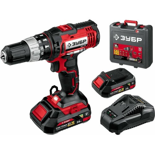 Ударная дрель-шуруповерт Зубр ДШУ-185-22 2Ач с двумя аккумуляторами 16090₽