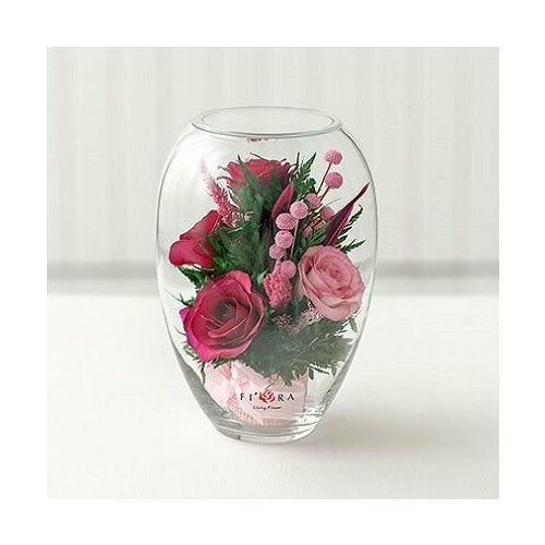 Композиция из натуральных цветов в стекле Fiora, 18х13 см
