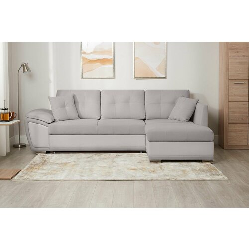 Угловой диван-кровать Риттэр, механизм дельфин, ящик для белья, велюр, 258х165х90, правый угол