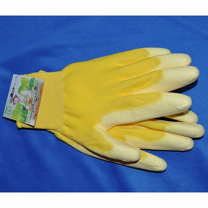Перчатки садовые Желтые в обливке М