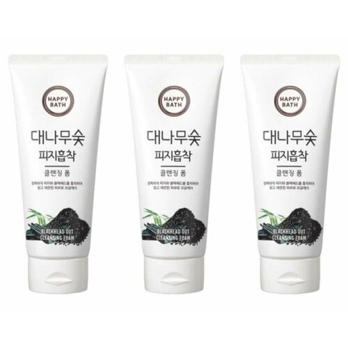 HAPPYBATH Пенка для лица очищающая с древесным углем BAMBOO CHARCOAL BLACKHEAD OUT CLEANSING FOAM 200 гр 3 шт 2879₽