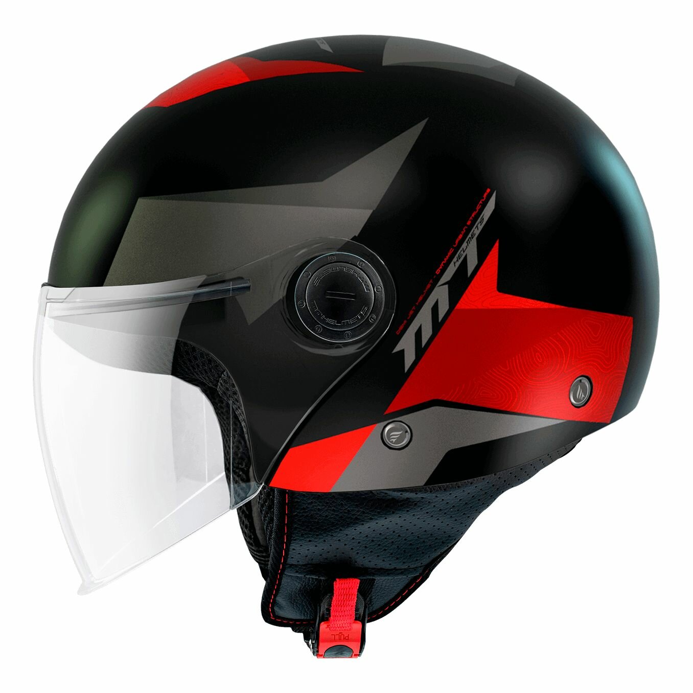 Шлем MT STREET S POKE (S, Matt Black Red)