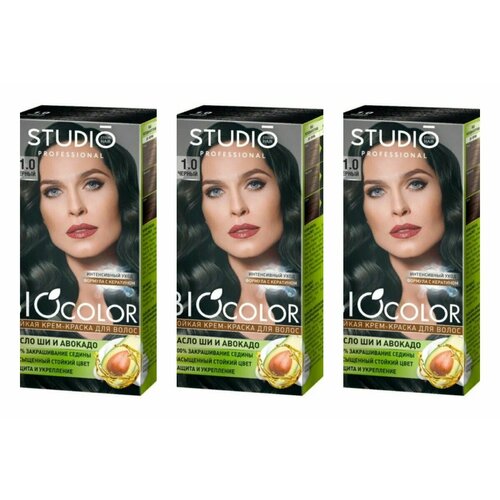 Крем-краска для волос Studio Professional BioColor 10 Черный 115 мл 3 шт 1020₽