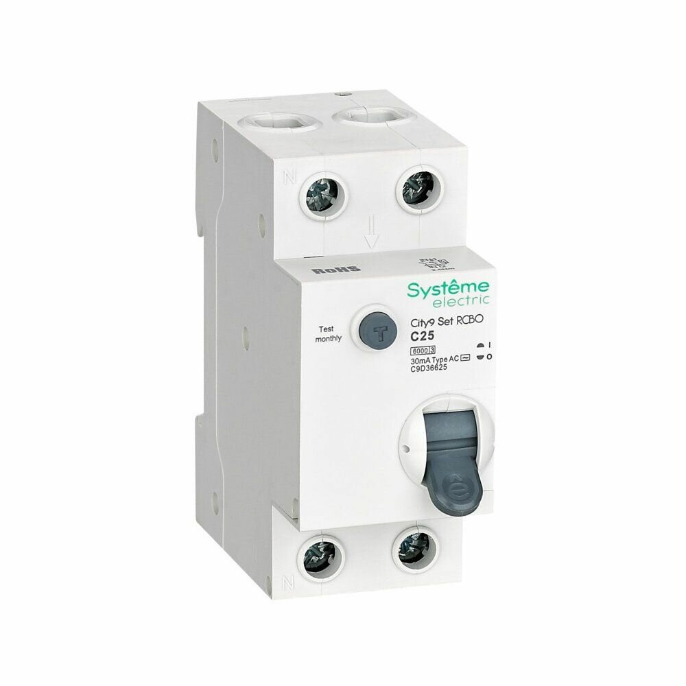 Автоматический выключатель дифференциального тока Systeme Electric (Schneider Electric) City9 Set 1Р+N 25 А тип АС 30 мА 6 кА C9D36625