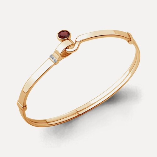 Изображение товара Жесткий браслет, серебро, 925 проба, золочение, гранат, фианит
