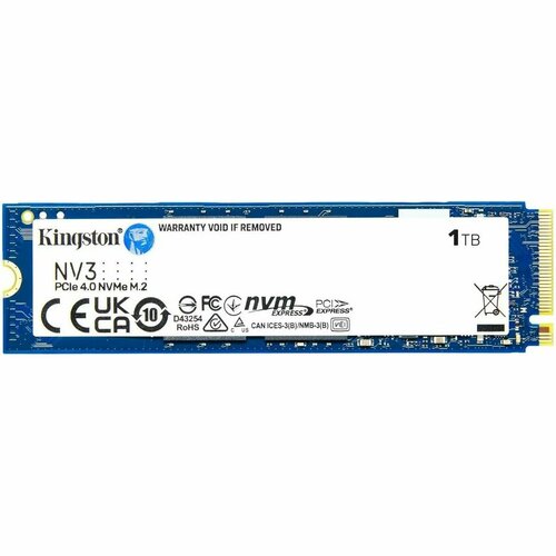 Kingston накопитель SSD NV3 1000GB M2 22x80mm NVMe PCIe 40 x4 3D TLC SNV3S 1000G 7116₽