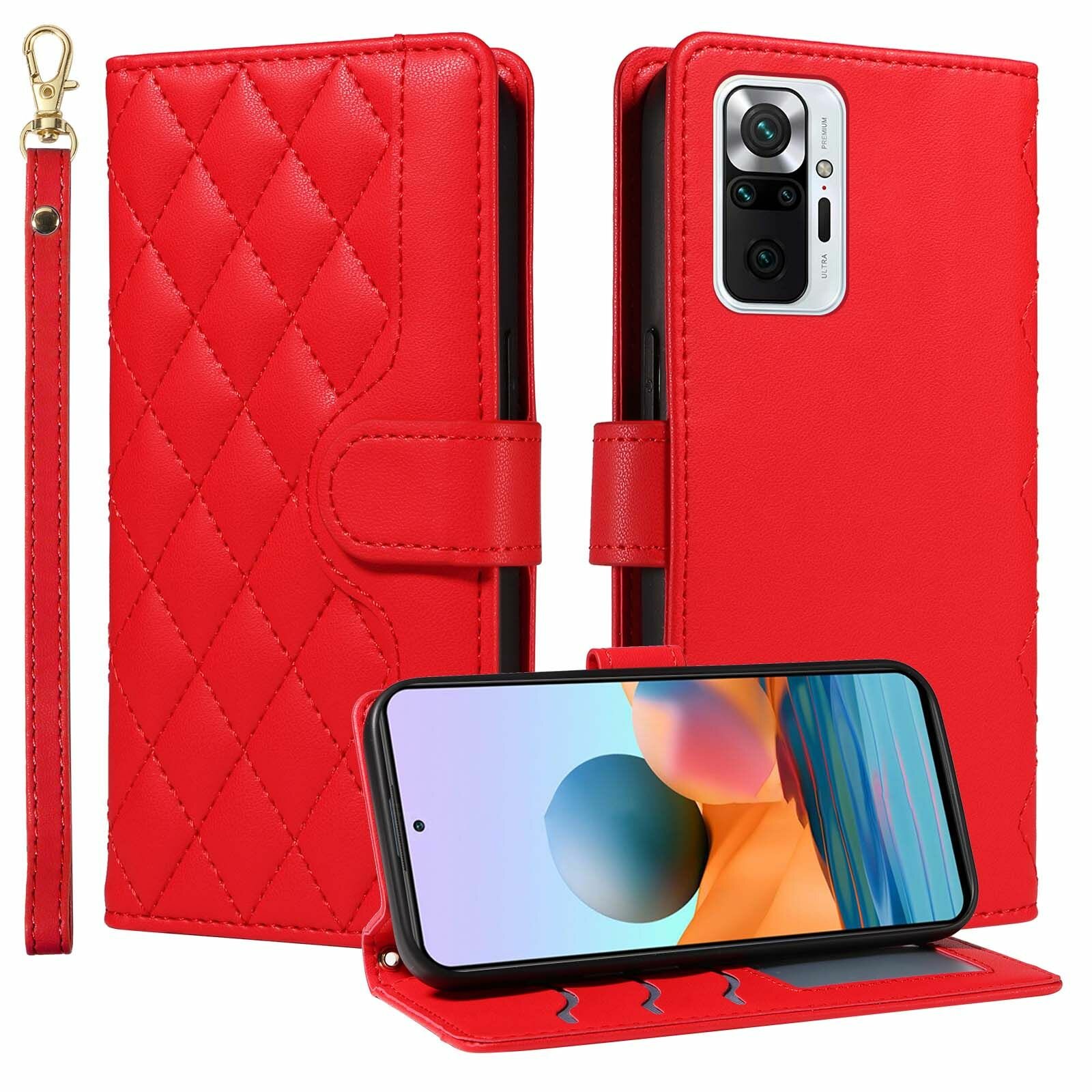 Чехол из матовой кожи для Xiaomi Redmi Note 10 Pro 4G (Редми Ноте 10 Про 4G) , роскошный и стильный, устойчивый к падениям, со слотом для карт, с длинным и коротким шнурками