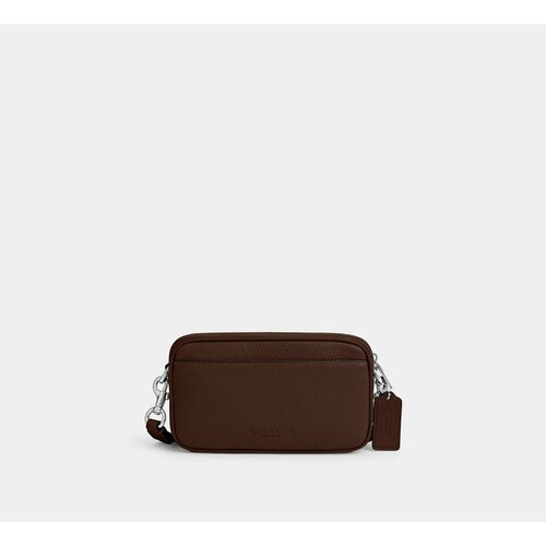 фото Сумка кросс-боди coach, фактура зернистая, коричневый