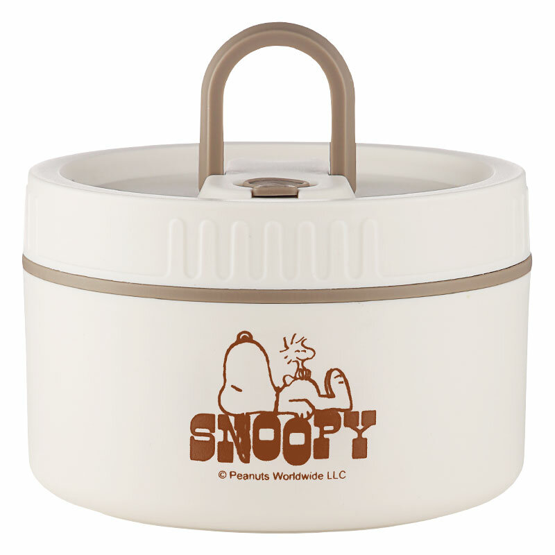Snoopy 304 Stainless Steel Lunch Box Japanese-Style Round Student Bento Box Office Worker Baby Food Insulated Bowl Portable Lunch Box Meal Container 600ml White 7004