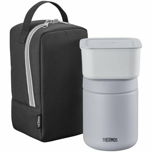фото Термос для еды thermos с пластиковым контейнером в чехле jby-801 bkgy 0.8l