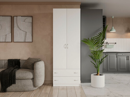 Изображение товара Шкаф распашной Зодиак 2.2 Белый для одежды двухдверный 90*250*40