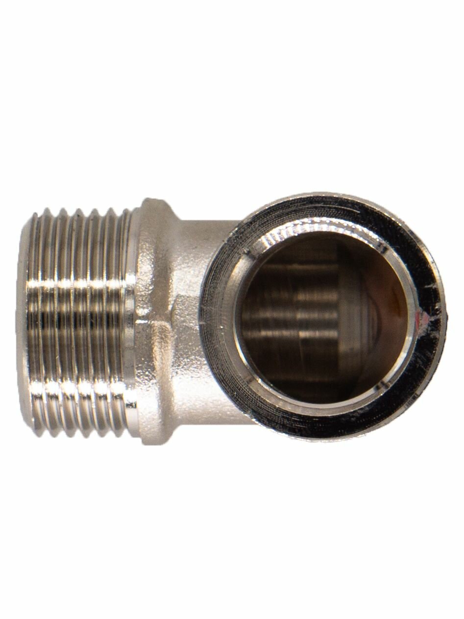 Уголок переходной СТМ CRL34M12, латунь, никелированное покрытие, 90°, 3/4"-1/2", 25мм — фото 1