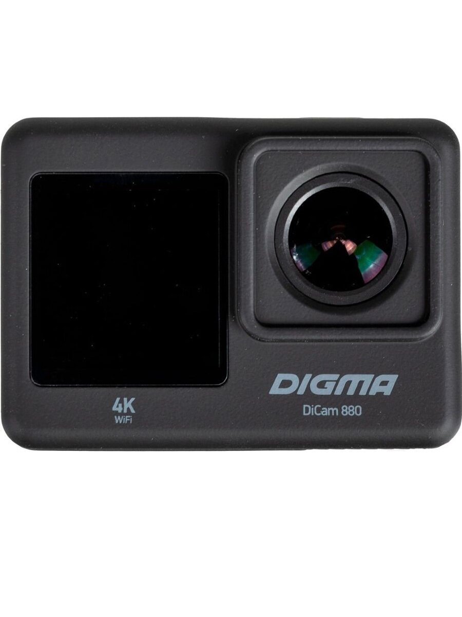 Экшн-камера Digma DiCam 880 DC880 внешний микрофон/пульт ДУ, 4K, WiFi, черная (1511728)