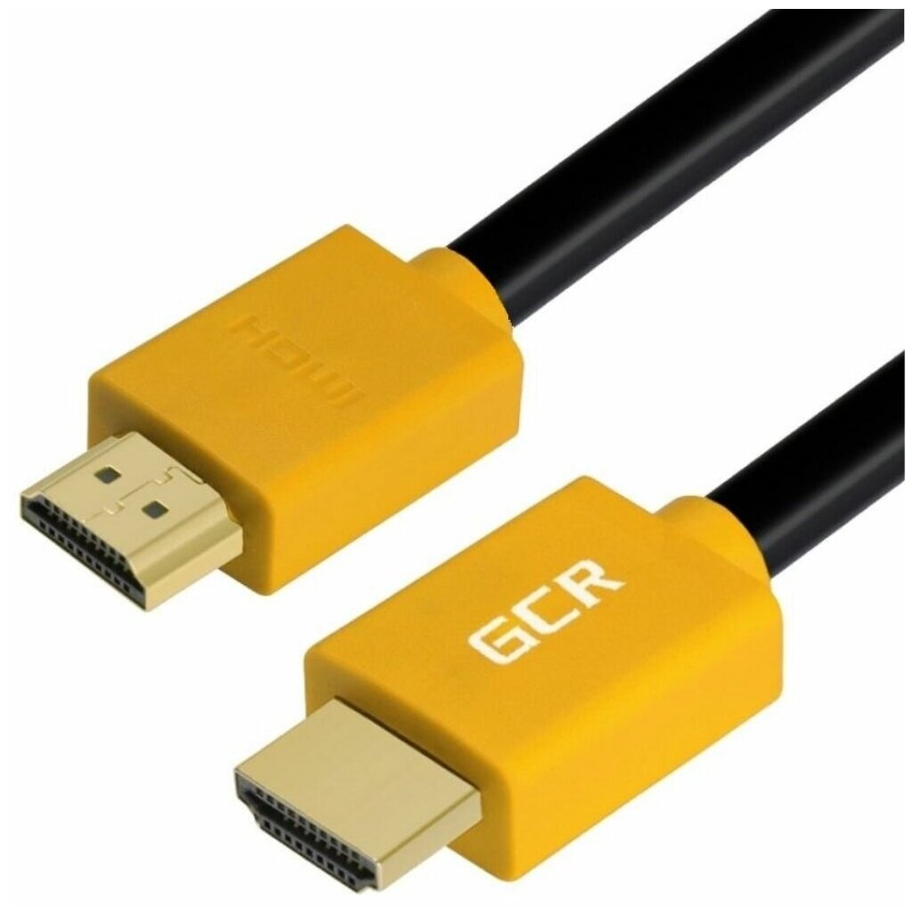 Кабель HDMI v1.4 4K FullHD для монитора PS4 контакты 24K GOLD (GCR-HM400) черный; желтый 1.5м