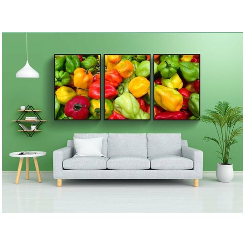 фото Набор модулных постеров для интерьера "специи, перцы чили, рынок" 60x90 см. в тубусе, без рамки lotsprints