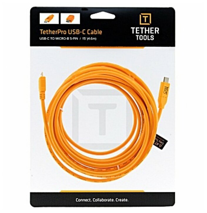 Кабель Tether Tools TetherPro USB-C to 2.0 Micro-B 5-Pin 4.6m Orange