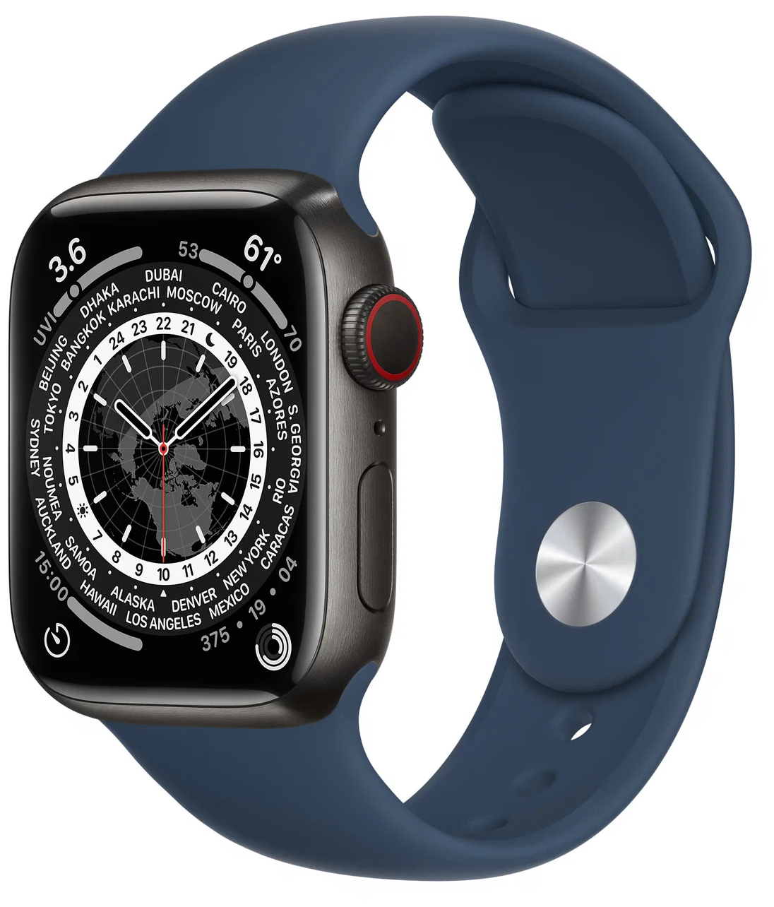 Умные часы Apple Watch Series 7 41 мм Steel Case GPS + Cellular, космический черный/бездонный синий