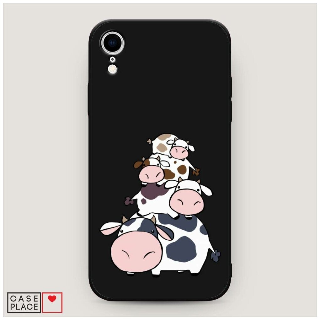 Матовый силиконовый чехол "Happy cows" на Apple iPhone XR (10R) / Айфон Икс Р