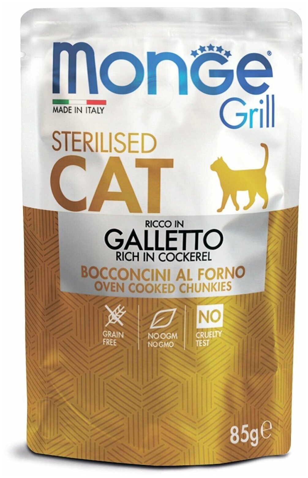 Monge cat grill pouch паучи для стерилизованных кошек итальянская курица 85г - фотография № 1