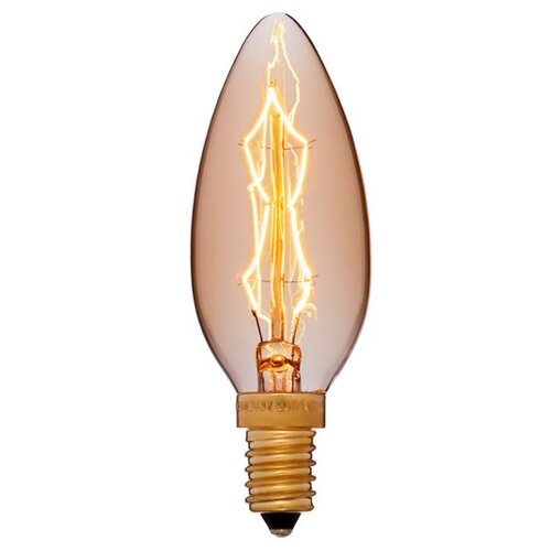 Лампочка винтажная накаливания Эдисона, C35 A, свеча на ветру, Е14, 40Вт, теплый свет 2300K