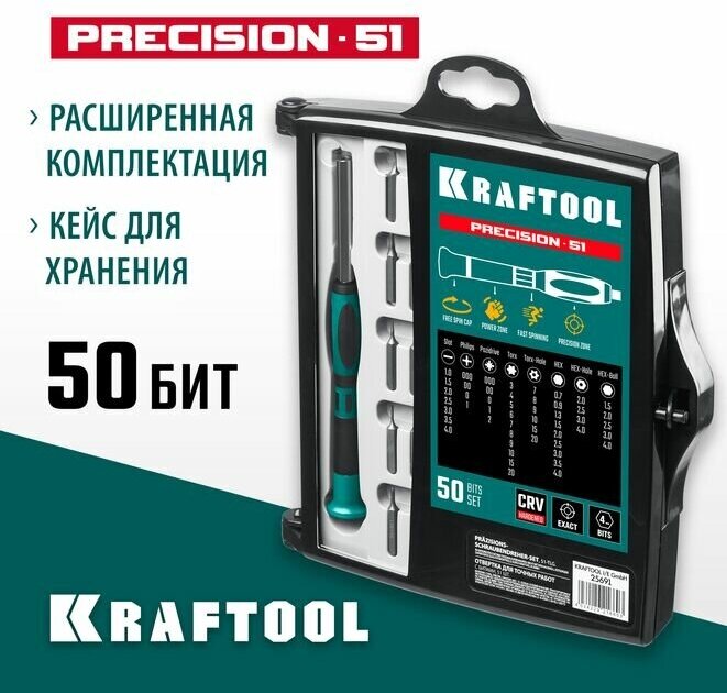 KRAFTOOL Precision-51 для точных работ 51 предм., Отвертка (25691) - фотография № 9