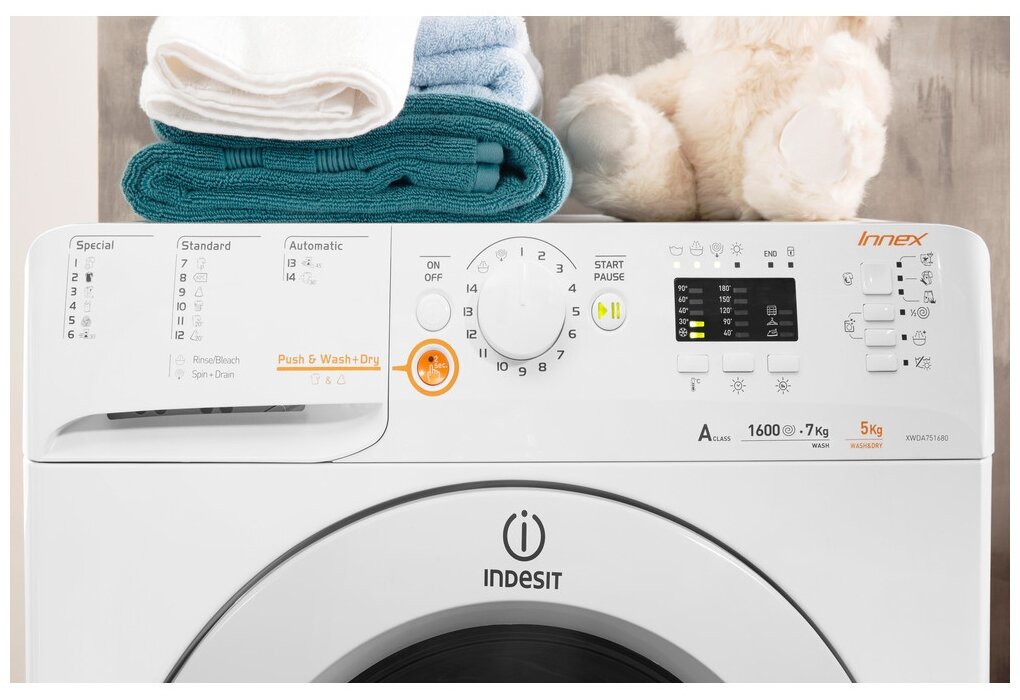 Стиральная машина Indesit Innex XWDA 751680X W EU кл.:A фронт. макс.:7кг (с сушкой) белый - фотография № 5