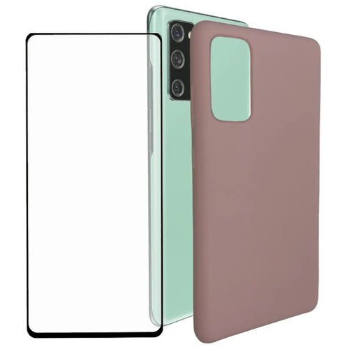 фото Комплект: противоударный чехол silicone cover (бежевый) + защитное стекло для samsung galaxy s20 fe. накладка / бампер самсунг с20 фе pduspb