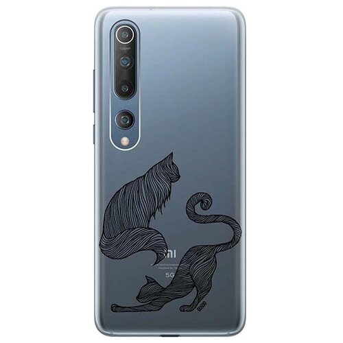 фото Ультратонкий силиконовый чехол-накладка для xiaomi mi 10 с 3d принтом "lazy cats" gosso