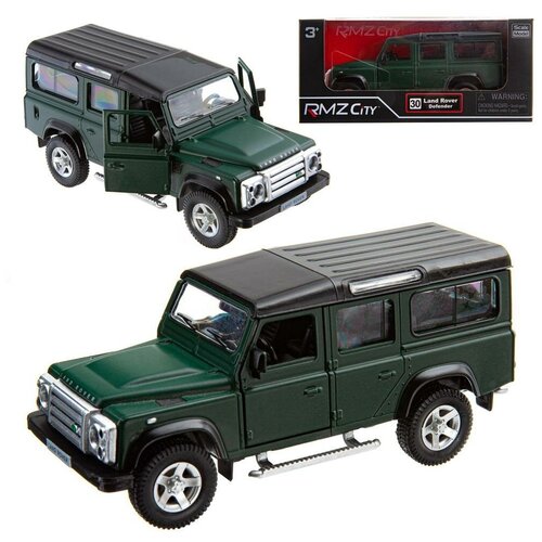 Машинка металлическая Uni-Fortune RMZ City 1:35 Land Rover Defender, инерционная, темно-зеленый матовый цвет, 16.5 x 7.5 x 7 см