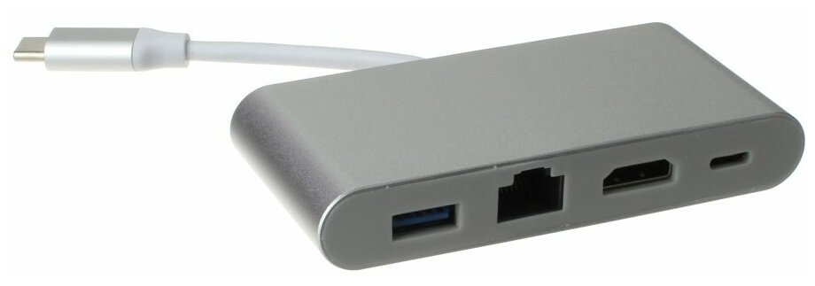 Адаптер / переходник / конвертер / хаб 4in1 USB3.1 Type-C на HDMI / USB3.0 / USB-C / RJ45 (до 100 Mbps)