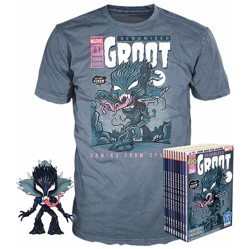 фото Набор футболка + фигурка funko pop tees: marvel – venomized groot (l)