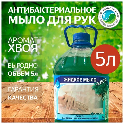 Жидкое антибактериальное мыло для рук в пластиковой бутылке с ароматом Хвои - 5 литров