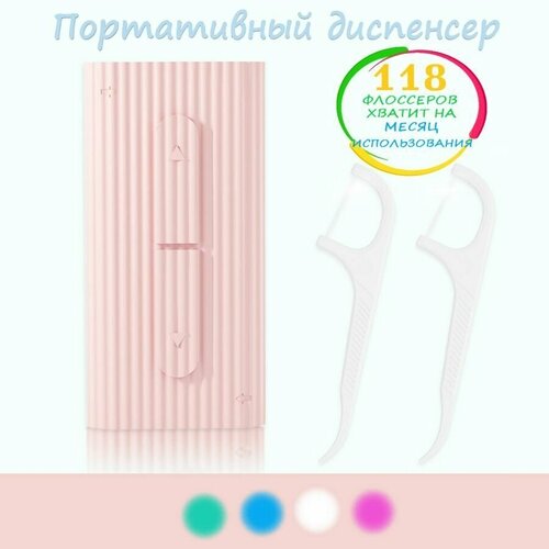 Зубная нить + Зубочистка (Флоссеры 108 шт) + Компактный автоматический диспенсер (Розовый)