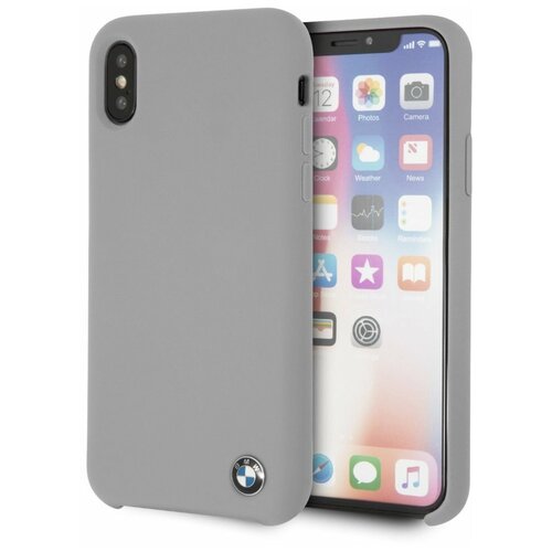 фото Силиконовый чехол-накладка для iphone x/xs bmw signature liquid silicone hard tpu, серый (bmhcpxsilgr)