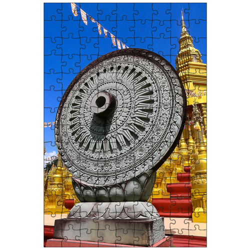 фото Магнитный пазл 27x18см."колесо жизни, колесо дхаммы, буддизм" на холодильник lotsprints