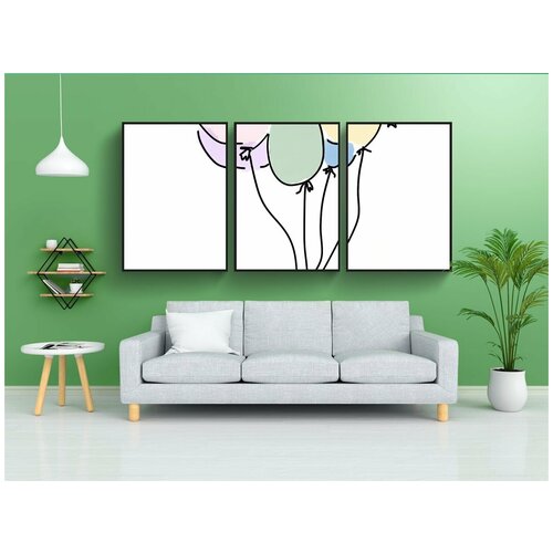 фото Набор модулных постеров для интерьера "надувные шарики, тедди, плюшевый мишка" 60x90 см. в тубусе, без рамки lotsprints