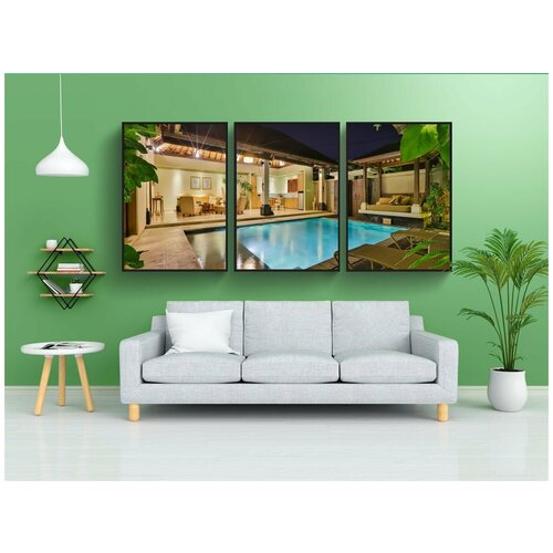 фото Набор модулных постеров для интерьера "вилла, свойство, спальная комната" 60x90 см. в тубусе, без рамки lotsprints