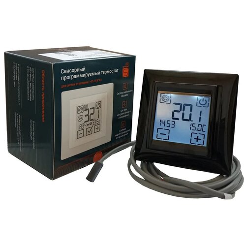 Терморегулятор сенсорный программируемый для систем отопления SPYHEAT SDF-421H черный +15 до +45C