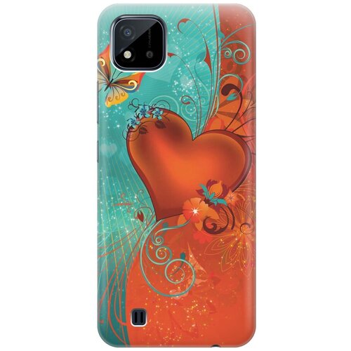 фото Ультратонкий силиконовый чехол-накладка для realme c20 / c11 (2021) с принтом "сердце и бабочка" gosso