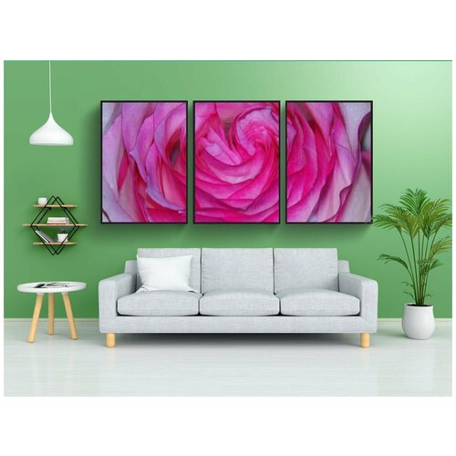 фото Набор модулных постеров для интерьера "роза, розовый, пурпурный" 60x90 см. в тубусе, без рамки lotsprints