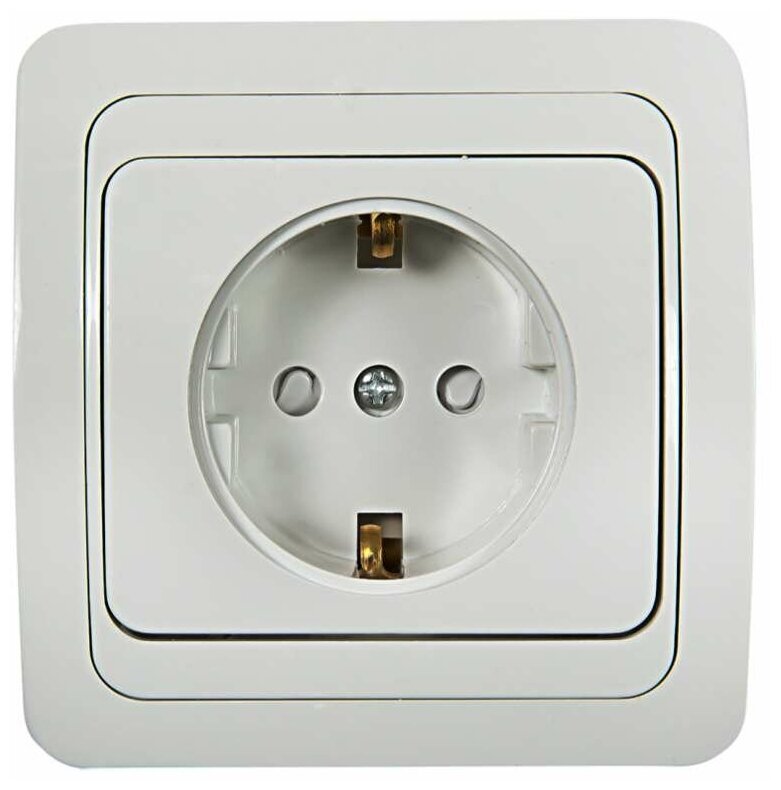 фото IN HOME Розетка 1-м CLASSICO защ. шторки с заземл. 2028x бел. ASD / IN HOME 4690612000978