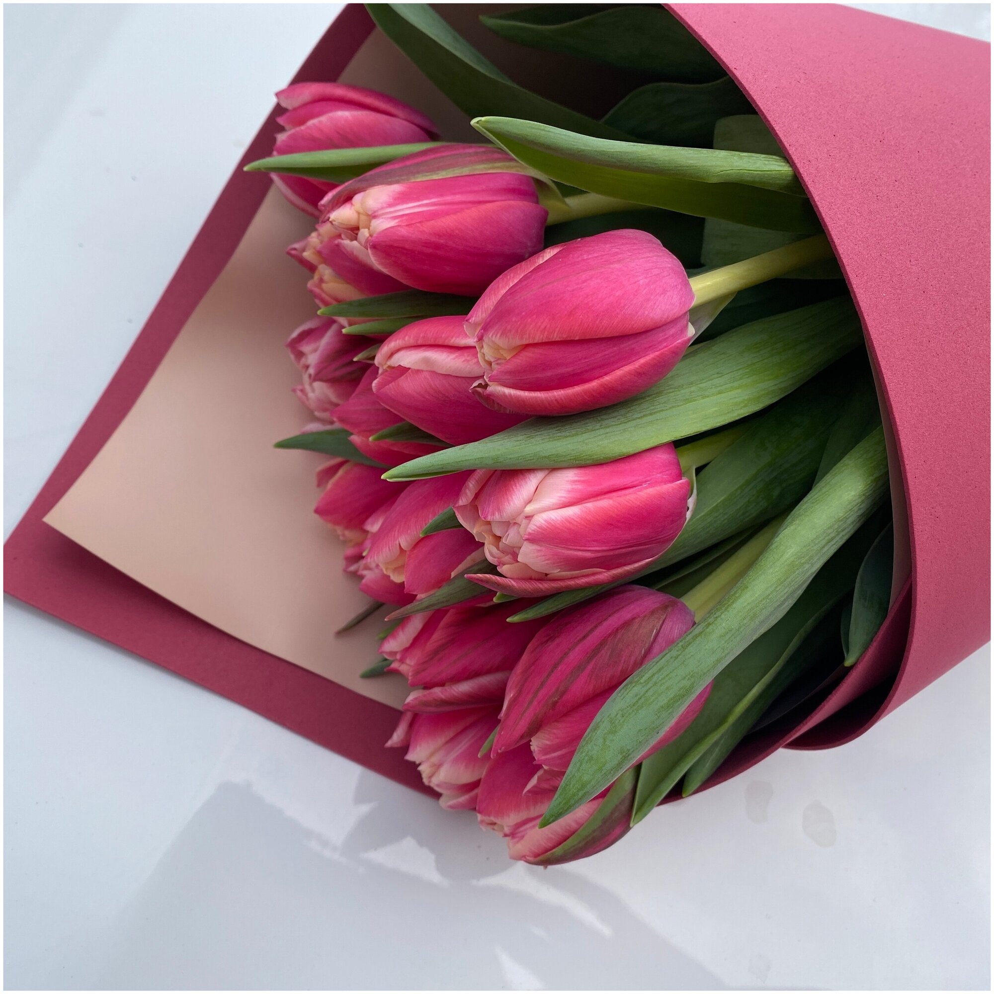 Букет из 15 розовых пионовидных тюльпанов/ арт. 330049
