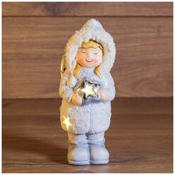 Светильник ночник фигура декоративный светодиодный 1 LED новогодний Neon-Night Снегурочка со звездой на батарейках, теплое белое свечение