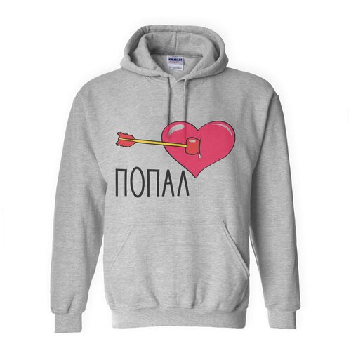 Толстовка Худи белые CoolPodarok Попал сердце