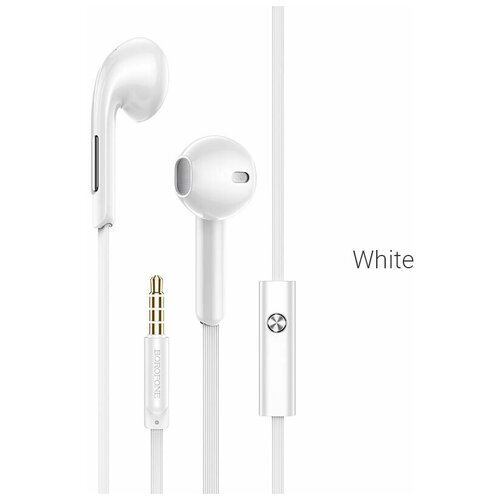 Наушники Borofone BM55 Sonido вкладыши микрофон Jack 35 мм кабель 12 м белые 63000₽