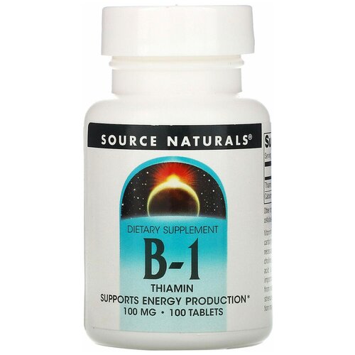 Source Naturals Thiamin, Витамин B-1, тиамин, (100 мг) 100 таблеток