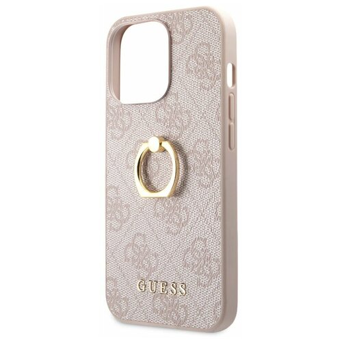 фото Guess для iphone 13 pro max чехол pu 4g + ring hard pink