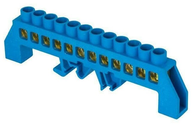 Шина 0 N (8х12мм) 12 отверстий латунь синий нейлоновый корпус комбинированный розничный стикер EKF PROxima