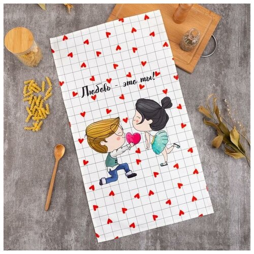 фото Полотенце этель "love is" 40х73 см, 100% хл, саржа 190 гр/м2 5482304